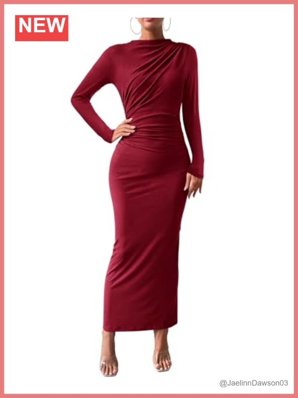 Maxi Long Sleeve Bodycon Dress Wedding Guest Ruched Slit Formal